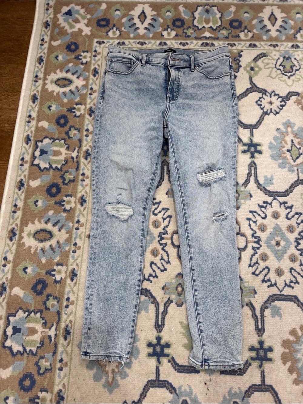 Express Light Blue Distressed Skinny Jeans